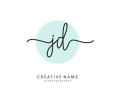 JD Initial letter handwriting and  signature logo. A concept handwriting initial logo with template element. vector