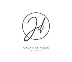 JD Initial letter handwriting and  signature logo. A concept handwriting initial logo with template element. vector