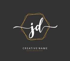 JD Initial letter handwriting and  signature logo. A concept handwriting initial logo with template element. vector