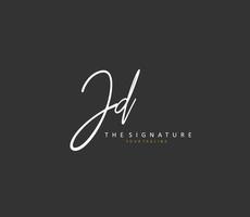 JD Initial letter handwriting and  signature logo. A concept handwriting initial logo with template element. vector