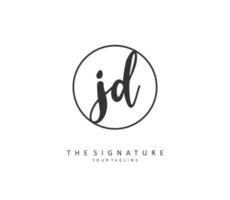 JD Initial letter handwriting and  signature logo. A concept handwriting initial logo with template element. vector