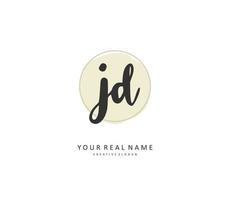 JD Initial letter handwriting and  signature logo. A concept handwriting initial logo with template element. vector