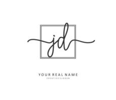 JD Initial letter handwriting and  signature logo. A concept handwriting initial logo with template element. vector
