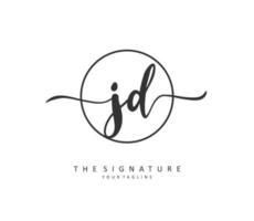 JD Initial letter handwriting and  signature logo. A concept handwriting initial logo with template element. vector