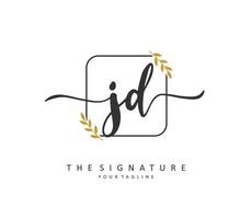 JD Initial letter handwriting and  signature logo. A concept handwriting initial logo with template element. vector