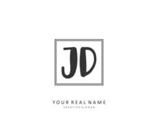 JD Initial letter handwriting and  signature logo. A concept handwriting initial logo with template element. vector