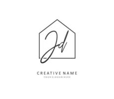 JD Initial letter handwriting and  signature logo. A concept handwriting initial logo with template element. vector