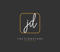 JD Initial letter handwriting and  signature logo. A concept handwriting initial logo with template element. vector