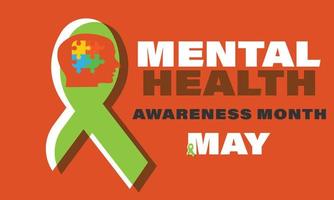 Mental Health Awareness Month May. Template for background, banner, card, poster vector