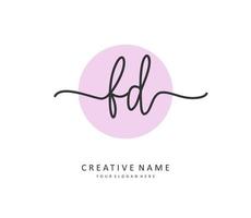 FD Initial letter handwriting and  signature logo. A concept handwriting initial logo with template element. vector