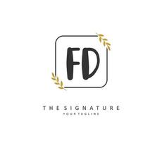 FD Initial letter handwriting and  signature logo. A concept handwriting initial logo with template element. vector