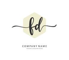 FD Initial letter handwriting and  signature logo. A concept handwriting initial logo with template element. vector