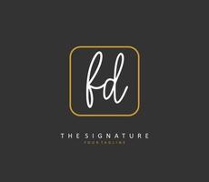FD Initial letter handwriting and  signature logo. A concept handwriting initial logo with template element. vector