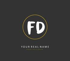 FD Initial letter handwriting and  signature logo. A concept handwriting initial logo with template element. vector