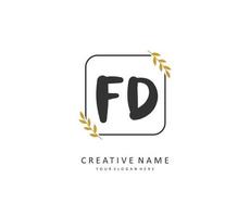 FD Initial letter handwriting and  signature logo. A concept handwriting initial logo with template element. vector