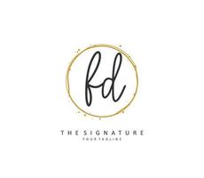 FD Initial letter handwriting and  signature logo. A concept handwriting initial logo with template element. vector