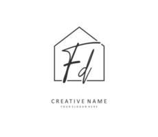 FD Initial letter handwriting and  signature logo. A concept handwriting initial logo with template element. vector