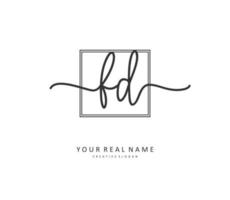 FD Initial letter handwriting and  signature logo. A concept handwriting initial logo with template element. vector