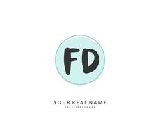 FD Initial letter handwriting and  signature logo. A concept handwriting initial logo with template element. vector