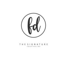 FD Initial letter handwriting and  signature logo. A concept handwriting initial logo with template element. vector