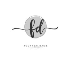 FD Initial letter handwriting and  signature logo. A concept handwriting initial logo with template element. vector