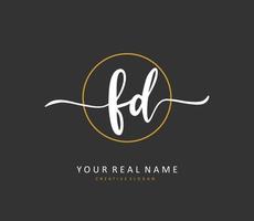 FD Initial letter handwriting and  signature logo. A concept handwriting initial logo with template element. vector