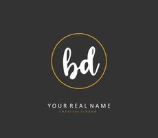 BD Initial letter handwriting and  signature logo. A concept handwriting initial logo with template element. vector