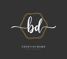 BD Initial letter handwriting and  signature logo. A concept handwriting initial logo with template element. vector