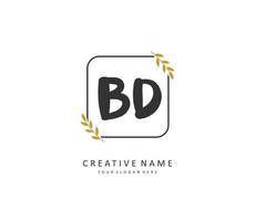 BD Initial letter handwriting and  signature logo. A concept handwriting initial logo with template element. vector