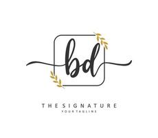 BD Initial letter handwriting and  signature logo. A concept handwriting initial logo with template element. vector