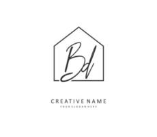 BD Initial letter handwriting and  signature logo. A concept handwriting initial logo with template element. vector