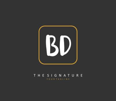 BD Initial letter handwriting and  signature logo. A concept handwriting initial logo with template element. vector