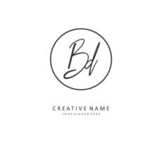 BD Initial letter handwriting and  signature logo. A concept handwriting initial logo with template element. vector
