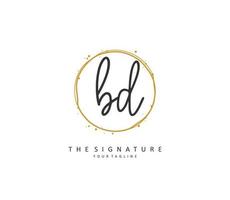 BD Initial letter handwriting and  signature logo. A concept handwriting initial logo with template element. vector