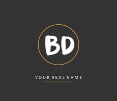 BD Initial letter handwriting and  signature logo. A concept handwriting initial logo with template element. vector