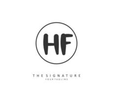 HF Initial letter handwriting and  signature logo. A concept handwriting initial logo with template element. vector