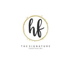 HF Initial letter handwriting and  signature logo. A concept handwriting initial logo with template element. vector