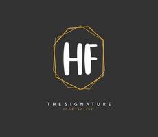 HF Initial letter handwriting and  signature logo. A concept handwriting initial logo with template element. vector