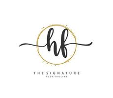 HF Initial letter handwriting and  signature logo. A concept handwriting initial logo with template element. vector