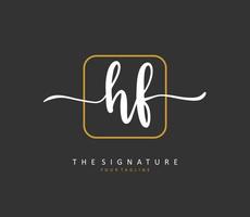 HF Initial letter handwriting and  signature logo. A concept handwriting initial logo with template element. vector