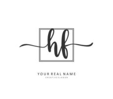 HF Initial letter handwriting and  signature logo. A concept handwriting initial logo with template element. vector
