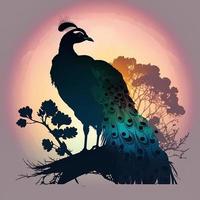 peacoock silhouette AI Generated photo