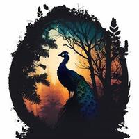 peacoock silhouette AI Generated photo