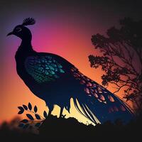 peacoock silhouette AI Generated photo