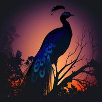 peacoock silhouette AI Generated photo