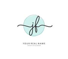 JF Initial letter handwriting and  signature logo. A concept handwriting initial logo with template element. vector