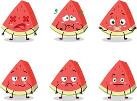 Slash of watermelon cartoon character with nope expression vector