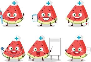 Doctor profession emoticon with slash of watermelon cartoon character vector