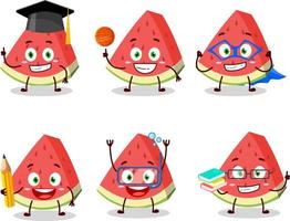 School student of slash of watermelon cartoon character with various expressions vector