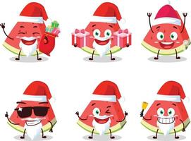 Papa Noel claus emoticones con barra oblicua de sandía dibujos animados personaje vector